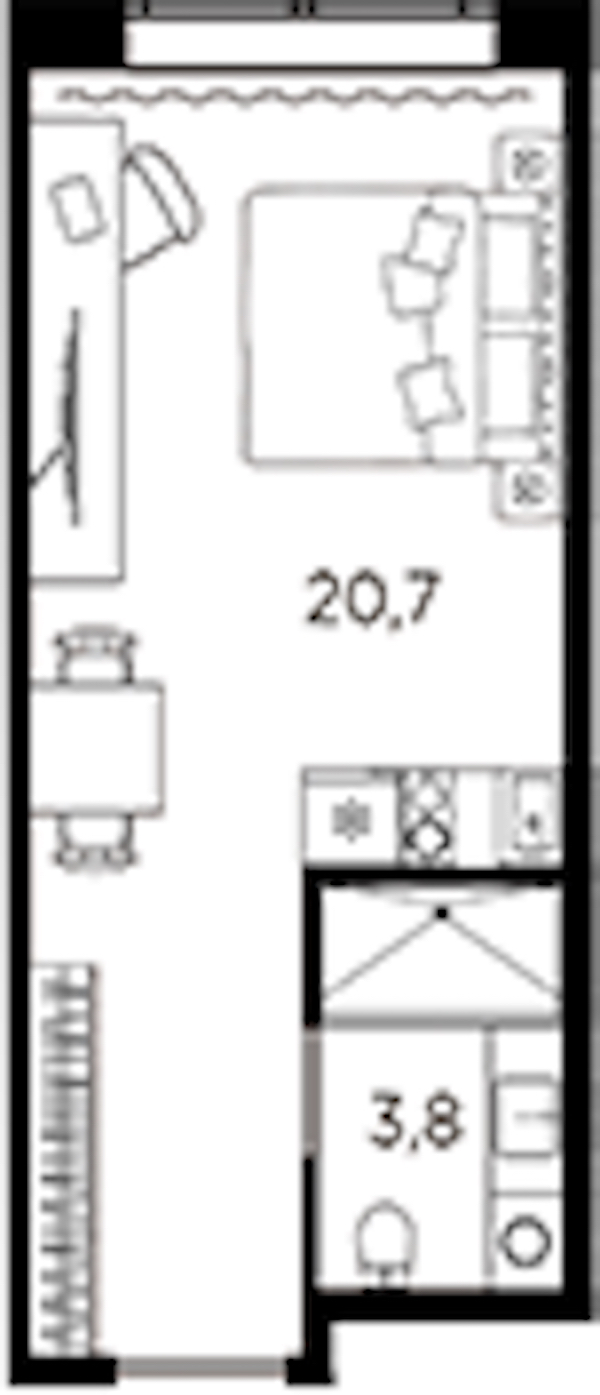 Квартира студия 24.5 м², 7/13 эт., ЖК «AVENIR Industrial»